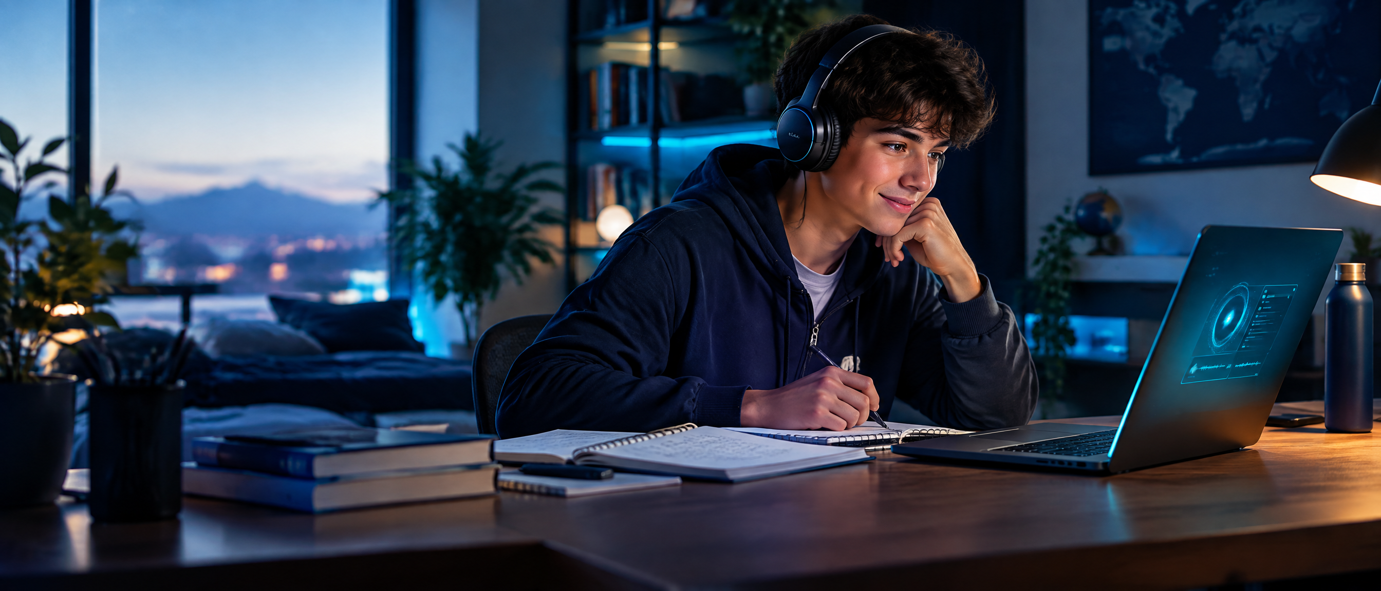 Estudiante aprendiendo con Tutor Virtual Multilingüe